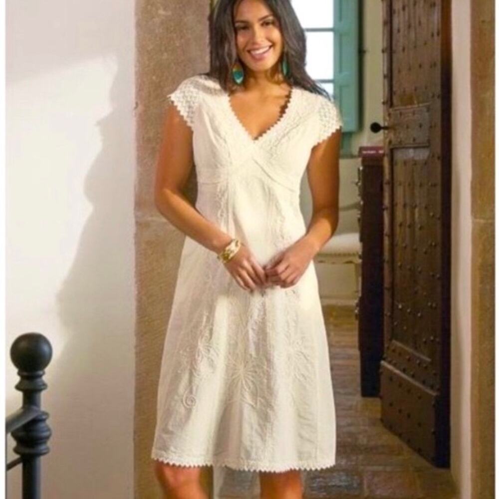 Gretty Zueger Angelica Gauze Embroidered Dress White Ivory S
